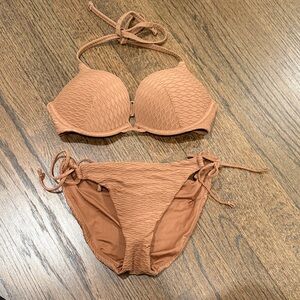 Victoria's Secret Textured Brown Bikini Set